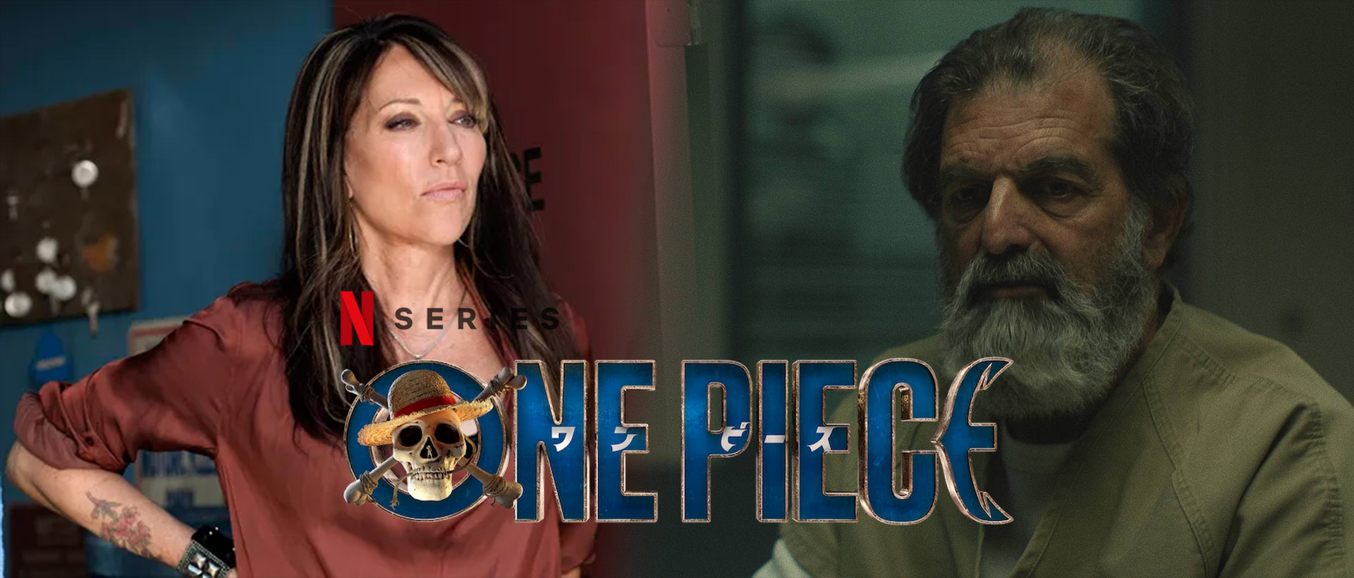 Katey Sagal Mark Harelik one piece netflix banner