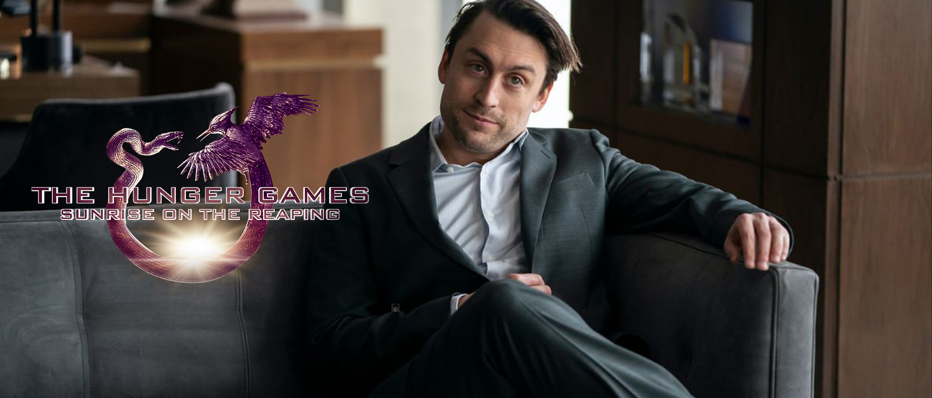 kieran culkin caeser flickerman hunger games banner