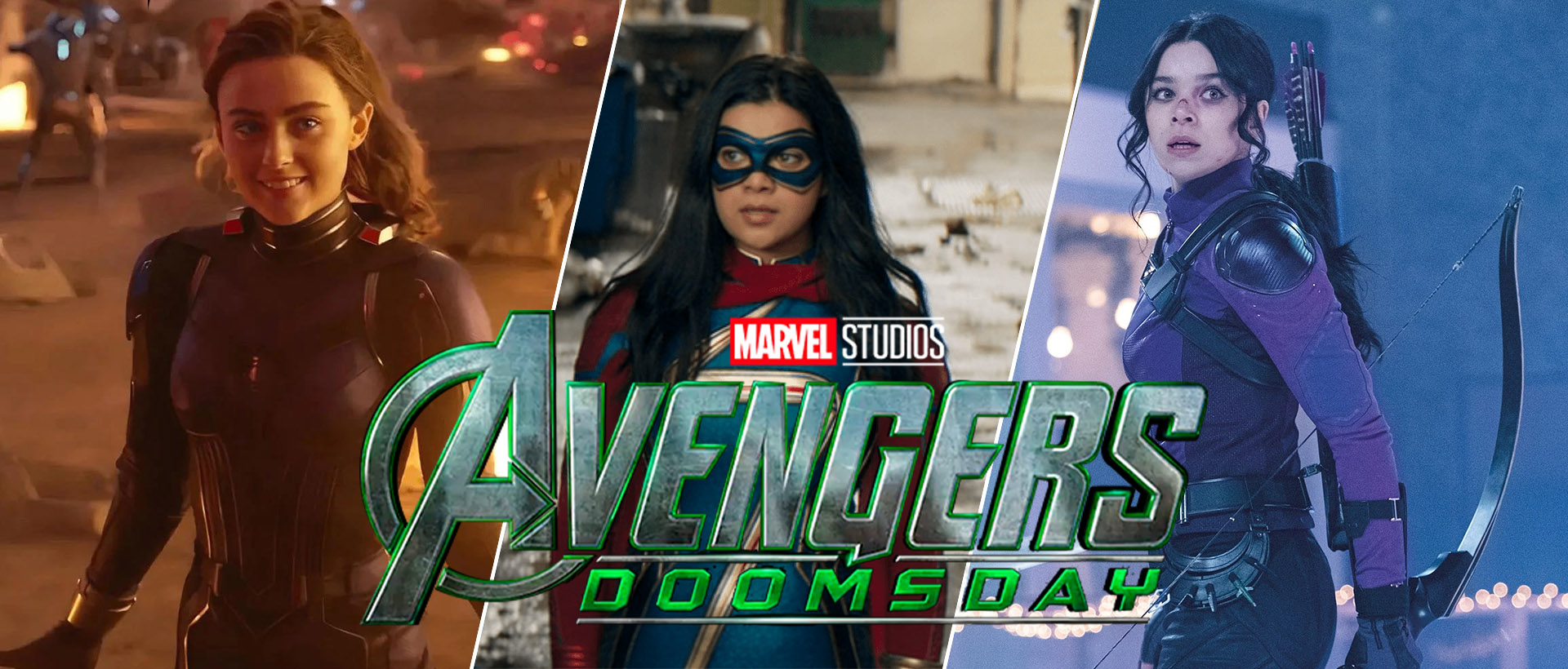 kathryn newton hailee steinfeld iman vellani avengers doomsday banner